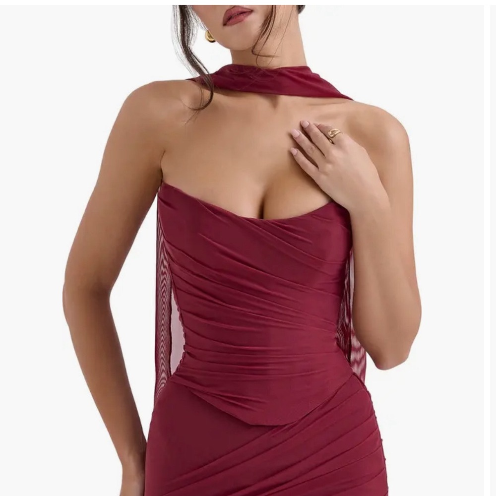 House of CB. Hallie Corset Mesh Halter Top - Large, Regular A-C cup